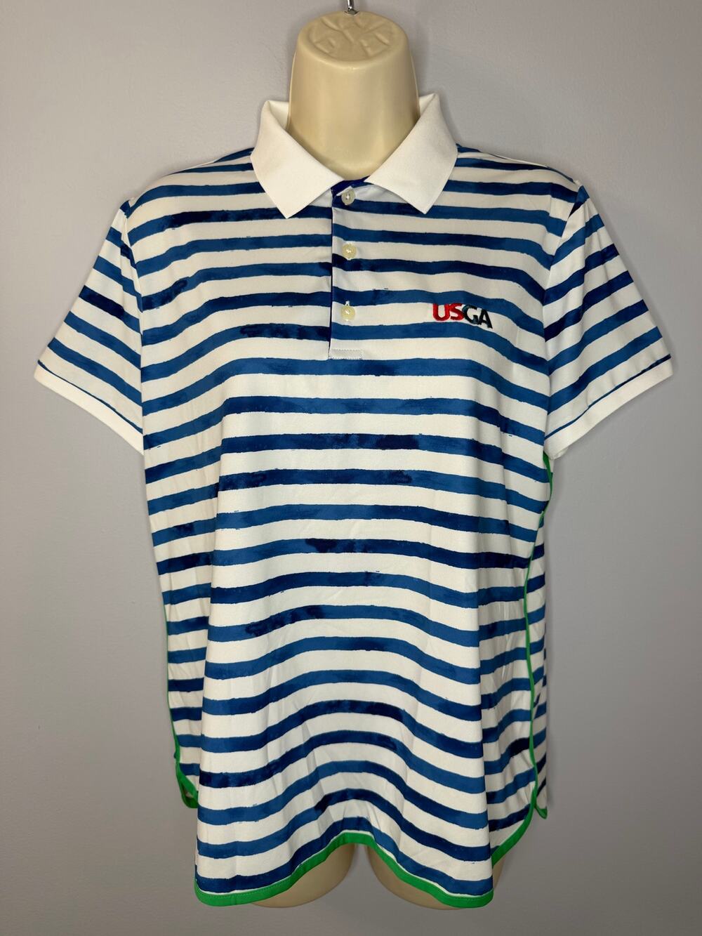 Polo Ralph Lauren Striped Performance Golf Jersey Polo Shirt Sz L